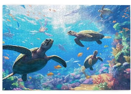 Puzzle 3000 Teile, Puzzle Erwachsene, Holzpuzzle Meer Impossible Jigsaw, Clevere Rätsel, HD Farbe Jigsaw mit Geschenkbox Verpackung for Room Decor, Geschenke für Frauen Schildkröte 122x81cm p-1240