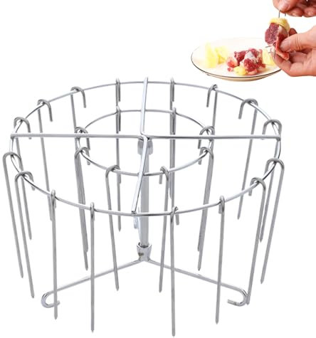 Supporto per griglia – Struttura a griglia per friggitrice ad aria, set di supporto verticale per spiedini, in acciaio inox, strumento per grigliare pollo, pancetta, spiedo, per