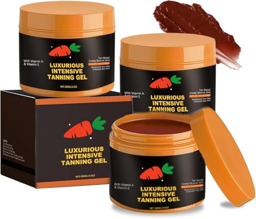 Bräunungsbeschleuniger, Premium Bräunungscreme, Carrot Intensive Tanning Gel, Karotte Selbstbräuner Körper Gesicht Solarium Creme, Bräunungsöl für Sonnenbänke & Außensonne (3 Stück)