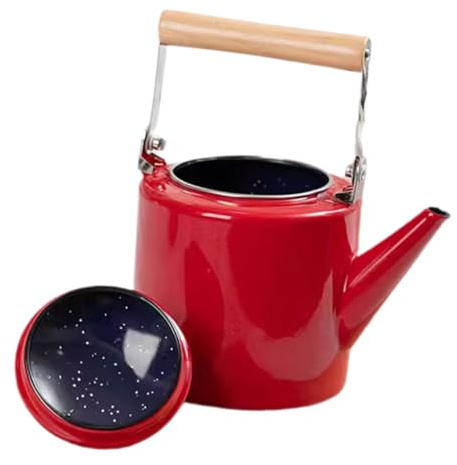 LAPYAPPE Enamel Tea Kettle with Handle Decorative Teapot for Hot Beverages for Gas and Induction Cookers Portable and Sturdy Tea Serving Pot for Home and Kitchen Use