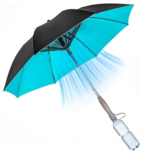 Ombrello Estivo Anti Raggi Uv Con Ventilatore, Ombrello Con Ventilatore E Nebulizzatore, Ombrello Parasole Rinfrescante, Portatile Da Sole E Pioggia Per Golf, Passeggiate, Spiaggia, Uso Estivo
