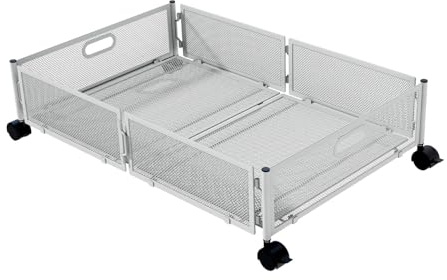 Organizzatore Sotto Il Letto - Metallo, Rotolamento, Compatto, Grigio | Cassetto Di Stoccaggio Con Grande Capacità E Design Rimovibile Per Conservare Gli Accessori Per Coperte Di Abbigliamento In Picc
