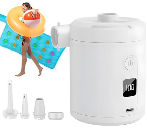 Air Mattress Pump Portable - Rechargeable Inflatable Pump Cordless | Quick Fill Automatic Blow Up Tool for Swimming Rings Sleeping Bed Pool Floats Outdoor Camping Road Trip
