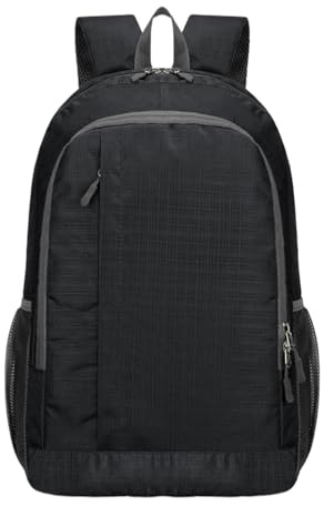 Zaino da trekking – 30 x 15 x 46 cm pieghevole | Zaino impermeabile traspirante | Grande zaino leggero da 30 l, Nero, Refer to description