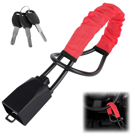 Steering Wheel Lock,Car Steering Wheel Locks,Heavy Duty Universal Steering Locks High Visibility Car Lock Anti-Theft Device,Car Lock Steering Wheel with 3 Keys,Steering Locks for My Car (Red)