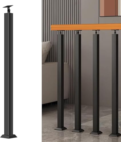 Postes de balaustre de metal ajustables de 270°, base plana, columnas de barandilla de hierro negro para terraza, balcón, escaleras y ils, decoración duradera y elegante para exteriores