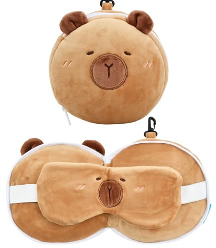 Schlafmaske mit Kissen, Schlafmaske aus Plüsch für Kinder und Erwachsene, Süße Tier Augenmaske in Karikatur Design, Lichtblockierend und Ultraweich, für Reisen, Mittagspause, Pyjama-Party