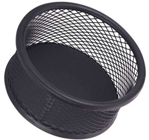 JECOMPRIS Boîte Porte-trombones en Fer Noir Maille, Conteneur Multifonctionnel Compact pour Fournitures de Bureau, Support de Stockage pour Petits Objets Scolaires, Accessoire Rangement