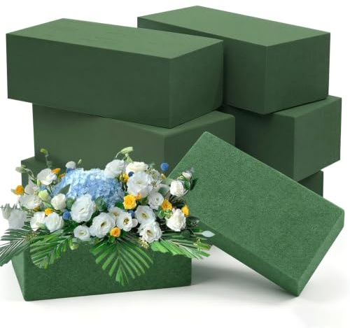 ZYNERY 8 Stück Steckschaum 14x8x4 cm, Nasssteckschaum Hohe Saugkraft für Frischblumen und Kunstblumen, Steckmasse für Floristik & Floral Arranging, Steckschwamm, Basteln, Feiern
