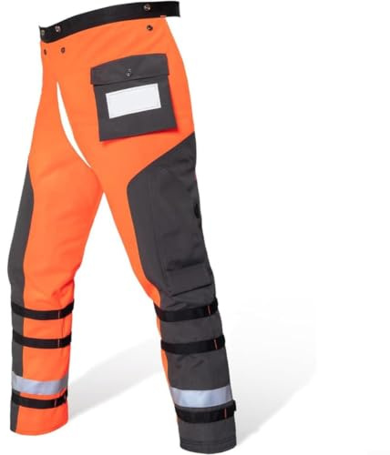 Evenoonest Pantalones de motosierra, 9 capas de PE Envoltura Técnica Equipo de Seguridad Ajustable Cintura Correas de Pierna para Profesional DIY Forestal Trabajo Naranja (L)
