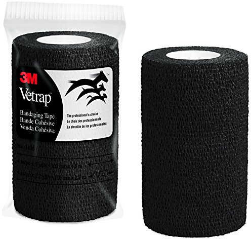 3M Vetrap 4 Bold Color Bandaging Tape, 4x 5 Yards, Pillow Box, 6 Rolls (Black)