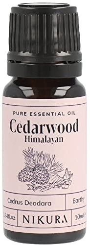 Nikura Cedarwood (Himalayan) Essential Oil - 10ml | 100% Pure Natural Oils | Perfect for Aromatherapy, Diffusers, Humidifier, Bath | Great for Repelling Moths, Insects, Focus | Vegan & UK Made
