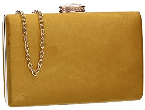 SwankySwans Surrey - Bolso de mano de terciopelo de gamuza para mujer, elegante, para fiesta, graduación, boda, novia, amarillo mostaza, One Size
