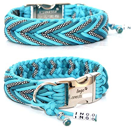 Hundehalsband geflochten aus Paracord. Stabil, langlebig und perfekt für deinen Hund! Auf Wunsch personalisiert mit Gravur. Muster: Arrow