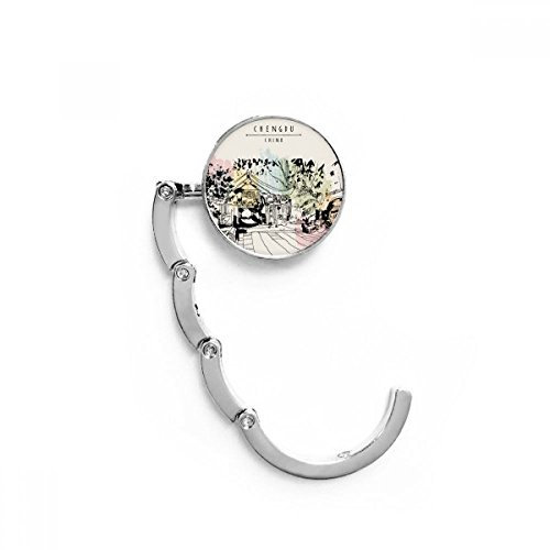 DIYthinker Women A Peaceful Pavilion in Lijiang of China Table Hook Folding Bag Desk Hanger Foldable Holder 4.4 x 4.4cm (Width x Height) When Folded Multicolor