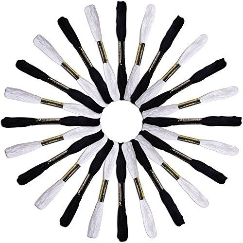 Stickgarn mit Stickgarn von Ankern, Baumwolle, 12 Stück, Schwarz + 12 Weiß