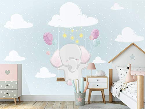 Oedim Fotomural Infantil Vinilo para Pared Elefante | Mural | Fotomural Infantil Vinilo Decorativo | 400 x 300 cm | Decoración comedores, Salones, Habitaciones