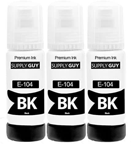 Supply Guy Tinte Schwarz kompatibel mit Epson 104 für EcoTank ET-4800 ET-2871 ET-2870 ET-2862 ET-2861 ET-2811 (3x70ml Tintenflaschen)