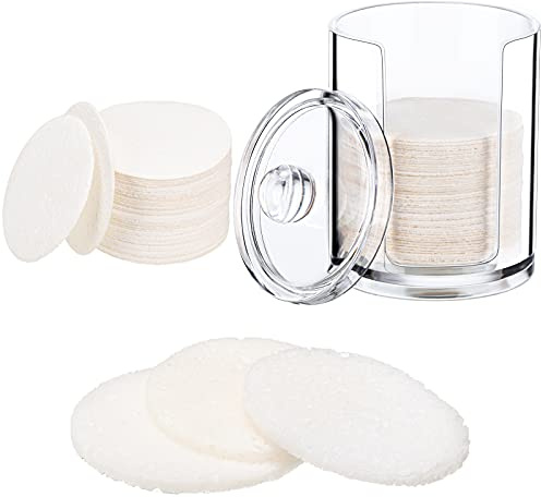 Geiserailie 50 Pcs Compressed Facial Sponges Facial Makeup Natural Cosmetic Spa Sponges for Women Cleansing, Exfoliating Mask, Makeup Removal, Dead Skin, and Dirt, Travel Accessories(White)