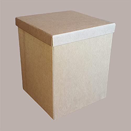Lucgel Scatola Baule in Cartone Avana con Coperchio, 40x40x60 cm, per Confezioni Regalo e Strenne