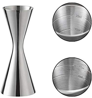 Vaso medidor para cócteles 304, de acero inoxidable, báscula integrada, vaso medidor de cócteles Jigger Dual Spirit Measure Cup profesional, adecuado para bares y apartamentos (30/60 ml)