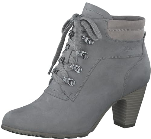 s.Oliver Damen Schnürstiefel mit Absatz Elegant Bequem, Grau (Grey), 38 EU