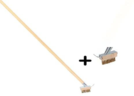 Synx Tools - Spazzola per erbacce con raschietto + spazzola aggiuntiva con raschietto - Spazzole per giunti - Raschietti per giunti - 2 x shock e 1 stelo 160 cm