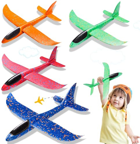 SPINNE LUCAS 4 Stücke Styroporflieger, Segelflugzeug für Kinder, Großer Wurfgleiter aus Styropor