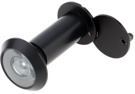 HOJLKLD Spioncino per porta, in ottone massiccio, 180 gradi, per porte da 1-3/8 a 2-1/6, diametro tubo 5/9, con copertura privacy per ufficio, casa, hotel, colore: nero
