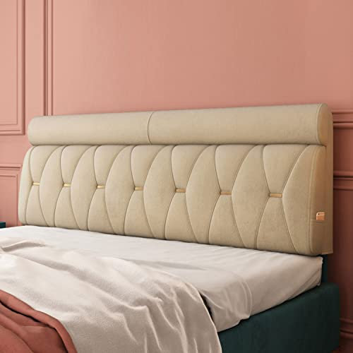 ZZYK Kopfteil Rückenlehne Wandkissen, Große Kopfteile Gepolstert Tufted Bett Kopfteil Kissen Tatami Kissen Lesen Rückenlehne Kissen Kopfstütze Kissen,Beige,No Headboard 74.8