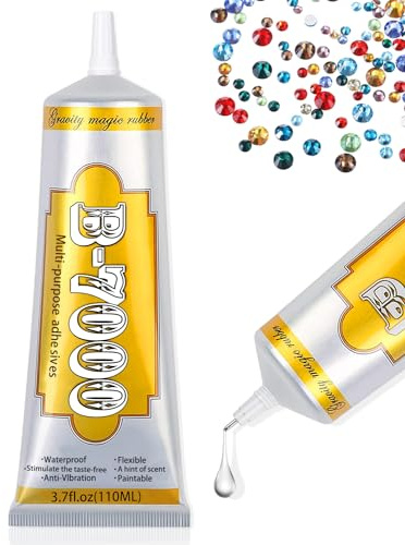 B7000 Glue Clear Adhesive - 110ml/3.7oz (1 Pack) - Jewelry Bead B-7000 Glue with Precise Tips for Rhinestones Fabric, Glass, Jewelry Making, DIY Art Crafts, Leather, Toys