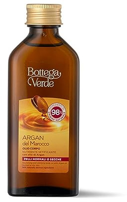Bottega Verde - Olio Corpo Argan del Marocco, 100 ml, Nutriente e Setificante, con Olio di Argan Puro, Trattamento Idratante per Pelli Normali e Secche, Senza Parabeni