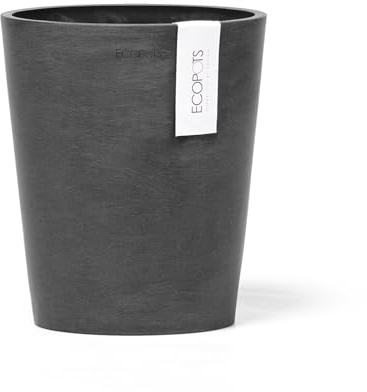 Ecopots Blumentopf Morinda für Orchideen - dunkel grau - Durchmesser Ø 17 cm rund - mit Wasserablauf - Pflanzentopf aus Recycling Kunststoff - modern für Indoor und Outdoor