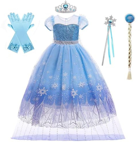 Belle & Moana Prinzessin Kostüm Kleid mädchen mit Umhang Prinzessinnenkostüm Kinder für Weihnachten Geburtstag Verkleidung Karneval Halloween Party 3-4 Jahre