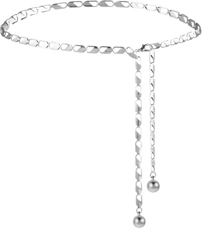 Amaxiu Damen Taillenkette Gürtel, Frauen Metall Kettengürtel Gold und Silber Verstellbarer Taillenkette Gürtel Körpergliedergürtel Modischer Kettengürtel Für Kleider Jeans(Silber)