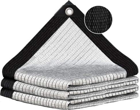 Alluminio Rete Ombreggiatura,80% Tasso Di Ombreggiatura,Telo Ombreggiante per Giardino,Balcone,Fienile O Canile,Serra all'aperto,Pergolato,Rete Ombreggiante Con Occhielli,Semplice da Appendere