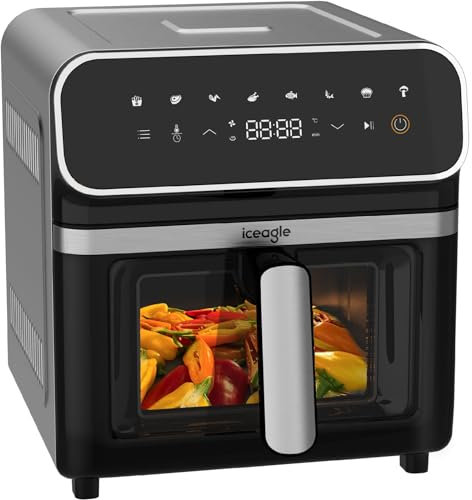iceagle Heißluftfritteuse 6,7 L Airfryer XXL - Fritteuse Heissluft Ohne Fett | 2200W Heissluftfriteuse mit 8 Kochprogramme, Digitalem Display, mit deutschem Rezeptbuch