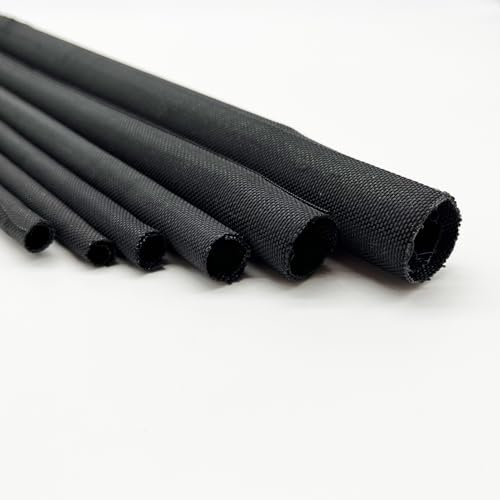 Kokey-xy Cable Tidy Sleeve Black Split Loom Braided Cable Wrap Electrical Leads Cover Self-Closing Wire Protector From Pet Chewing For TV/Computer/Audio/Video/USB Charger 25MM ID.-8M