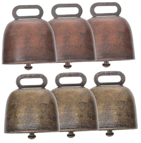 HOOTNEE 6stücke Kupfer Kuhglocke Hängend Vieh Glocken Pferd Schaf Ornament Metallglocken DIY Basteln Komplett Für Dekoration Und Haustierkette