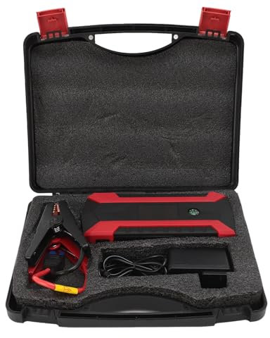 Démarreur de Batterie de Voiture 1000A, Boîte de Saut Portable avec Rapide 4USB, Lampe de Poche LED pour Moteurs à et (Prise UE 110-250V)