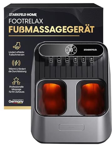 STARKFELD HOME® FOOTRELAX – Entspannende Fußmassage mit Wärmefunktion | Kabelloses 4-in-1 Luxus Fußmassagegerät | Ergonomisches Design | Ideal für Zuhause zur Entspannung und Erholung | Piano Black