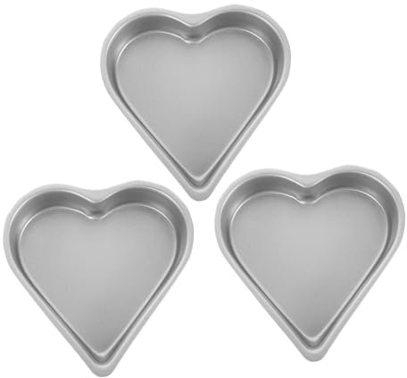 LALADEFIEE Heart Cake Pan and Pudding Baking Molds Set 3pcs Non-Stick Metal Baking Pans for Jelly and Cake Making Heart-Shaped Molds Suitable for and Party Desserts