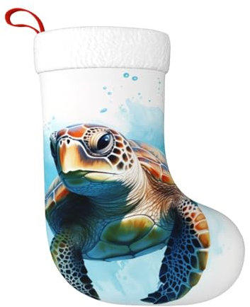 Siulas Weihnachtsstrumpf, die Schildkröten schwimmen, 45,7 cm, groß, personalisierte Dekorationen für Familienfeiertage, Party-Dekoration