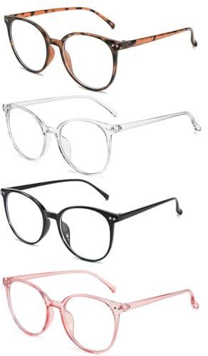 4 PCS Lunette Gaming d'Ordinateur, Lunettes Anti Lumière Bleue, Verres Transparent Anti Fatigue Filtre, Lunettes de Protection Contre la Lumière Bleue, Idéal pour Hommes et Femmes Utilisant des Écrans