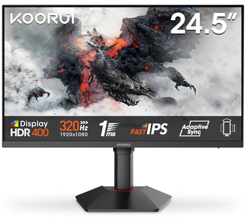 KOORUI G2511E 25 Inch Gaming Monitor,320Hz, Fast IPS, Full-HD 1080P, 1ms, Adaptive Sync, Lifting Adjustable, VESA Mountable, HDMI/DP, Low Blue Light, 99% SRGB