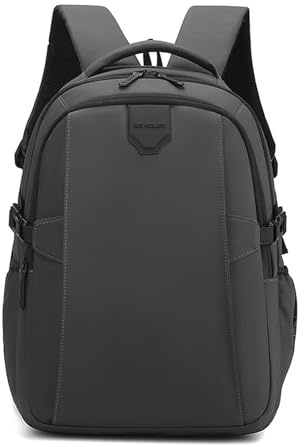 FANDARE Män laptop ryggsäck handväska vattentät PU-film skolryggsäck handbagage butik arbete mångsidiga skolväskor för fritid resor dagsryggsäck högskola stor kapacitet dagryggsäck, GRÅ, L