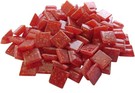 Zimasi Glasmosaik 1x1 cm Rot 900 g | ca. 1350 Stück, 1x1 cm, Für Erwachsene & Kinder, Robuste Mosaiksteine, Für kreative Projekte
