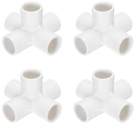 QUARKZMAN 4pz Raccordi per Tubi a 5 Vie Pvc 3/4 Gomito Connettore Raccordi per Tubi Irrigazione Grado 90 Accoppiamento Gomito per Tubi per Idraulica Fognature Acqua Drenaggio, Bianco