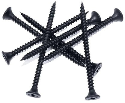 DYYEUAVT Deck Screws 100Pcs M3.5 Black Cross Flat Head Sheet Metal Screws Drill Wood Steel Screws Suitable For Wood Furniture Maintenance For Decking Fence Floorboard Hard And Softwood(50mm)