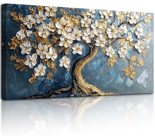 MHARTK66 Modern Bilder Wohnzimmer Baum des Lebens gold Gemälde 75x150 cm | hd-druck mit klaren details, leichtes aufhängen, schnelle montage, flexibel einsetzbar und ideal als passende geschenkidee